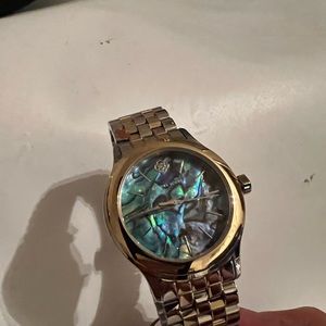 Kendra Scott Alex Two Tone Stainless Steel 35mm Watch in Abalone NEW